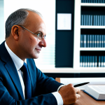 A highly focused professional management control engineer, fully clothed in a modest business suit, is seated at a large, polished wooden desk, engrossed in a collection of open business and management books. Behind them, a tasteful bookshelf filled with similar volumes stretches across a wall in a sophisticated, well-lit modern office or private study. The atmosphere is one of deep intellectual pursuit and strategic planning, with subtle visual cues suggesting concepts like a Balanced Scorecard or data analysis dashboards in the background, subtly blurred. The engineer has perfect anatomy, correct proportions, and a natural pose, with well-formed hands and a proper finger count. Professional photography, high-resolution, sharp focus, natural lighting. safe for work, appropriate content, fully clothed, professional.