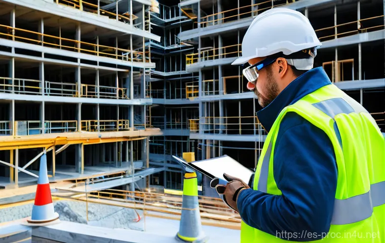 공정관리기술자가 알아야 할 법규 및 규정 - **Prompt 2: Sustainable Construction for a Greener Future**
    A vibrant, dynamic construction site...
