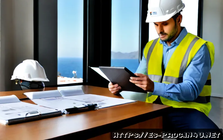 Home 17 공정관리기술자 경력기술서 작성 요령 - Photorealistic construction quality control engineer in a neat high-visibility vest and hard hat, se...