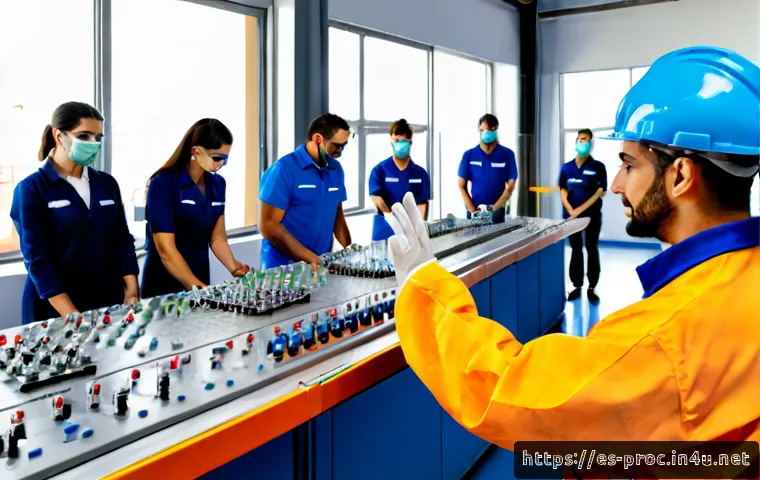 Home 17 공정관리기술자의 필수 리더십 스킬 - Photorealistic industrial process management leader in a modern Spanish manufacturing facility, conf...